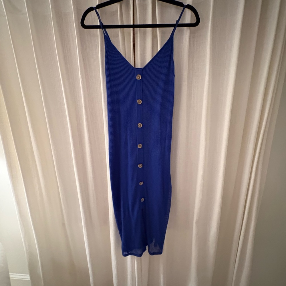 ✨5/$15✨ Express Royal Blue Midi Dress with Button Detail